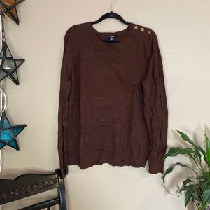 Chocolate brown Anne Klein crew neck sweater